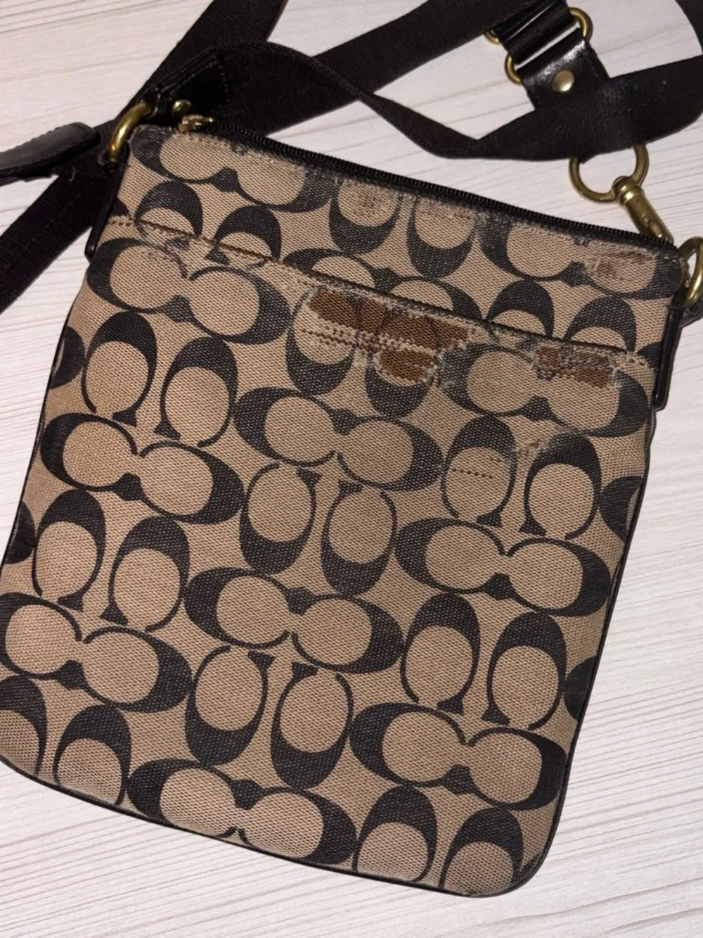 Coach Signature Crossbody in Brown and Black